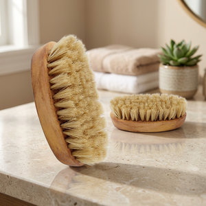 Brosse à barbe en bois personnalisée de haute qualité Madhav Metal, de forme ovale et au design compact, en noir - Product Image 1