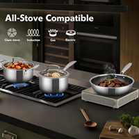 Ensemble de casseroles hybrides en acier inoxydable 316 de haute qualité, non toxique, antiadhésif, 3 couches, en acier inoxydable nid d'abeille