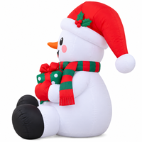 Bonhomme de neige gonflable de Noël de 1,80 m avec cadeau et chapeau de Père Noël mignon, décoration de jardin gonflable pour l'intérieur et l'extérieur, décorations de Noël