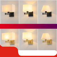 Appliques murales LED modernes en fer pour chambres, bureaux, salons - Bras orientables extensibles, style hôtel, revêtement en tissu, intensité réglable