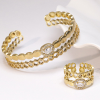 Fort — bijoux tendance, ensemble de bracelets et bague en laiton Zircon, personnalisés, Oem, vente en gros