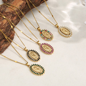 Nuevo Collar de Moda con Colgante de Diamantes de la Virgen María, Colgante Religioso de Cristal para Mujer, Accesorios de la Virgen María - Product Image 4