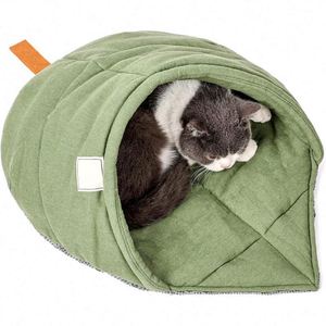 Free Sample Leaf Cat Sleeping <b>Bed</b>,Pet Sleep Cozy Bag Stay Open,,Burrow Calming Snuggle Sack Covered <b>Nest</b> <b>Bed</b> for - Product Image 1