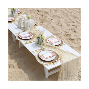 Chemin de Table en Jute Imprimé Rose Style Rayé Glamour Vintage de Luxe Technique Tissée pour Hôtel à Domicile ou Fêtes - Product Image 2