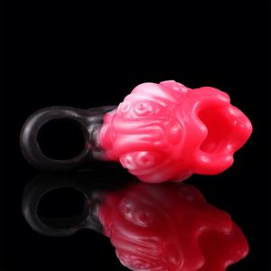 Monster Red Penis Sleeve, Fantasy Liquid Platinum Silicone Extender, Thick Textured Cock Sleeve Men Couples, Sex Toy for Man - Product Image 6