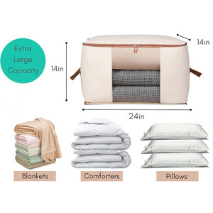 Saisonale Aufbewahrungstaschen aus Segeltuch für Bettdecken, faltbar, mit Reißverschluss, Organizer mit Sichtfenster, große Kapazität, OEM ODM für Großhandel - Product Image 4