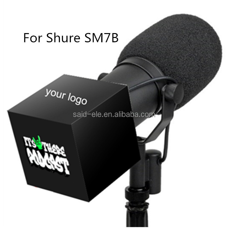 <strong>Custom</strong> Printed White <strong>Cube</strong> Radio Mic <strong>Microphone</strong> Flag With <strong>Logo</strong> Shur E SM 7B <strong>Microphone</strong> Flag with Brands Name