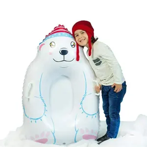 Orso bianco sport invernali all'aperto gonfiabile in PVC tubi da neve per impieghi gravosi slitta da neve con maniglie per bambini adulti in famiglia