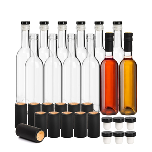 375ml/500ml/<b>750ml</b> Frosted Clear Glass Wine for Fruit <b>Bottles</b> with Screen Printing and Rubber Stopper - Product Image 1