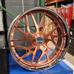 Rines Forjados de Aleación de Aluminio RCSR de <span class=keywords><strong>2</strong></span> Piezas, 18-28 Pulgadas, 5x120.65, Rines Cromados con Borde Profundo Dorado para Chevrolet GT500 - Product Image 1