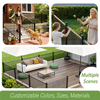 Kit Railing Balkon Teras 4 FT 122CM, Sistem Railing Tangga Aluminium, Finishing Lapisan Bubuk Hitam, Desain Modern, Anti Karat Air