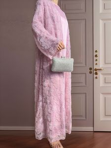 Conjunto Elegante de 2 Piezas para Mujer Musulmana, Abrigo de Lana con Cuentas de Flores y Vestido Interior de Satén con Mangas Largas, MSL881 - Product Image 2