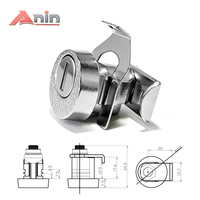 Serrure à came en alliage de zinc Anin de haute qualité pour boîte aux lettres, meuble, tiroir, cylindres de verrouillage avant, 2 clés, entraxe 15 mm, nickel/chrome