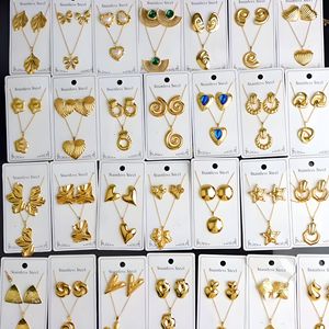 Fashion Cross-border Personalized New Stainless Steel 18k Gold Plated <b>Women</b> <b>Gift</b> Geometric Necklace Earring Jewelry <b>Set</b> - Product Image 2