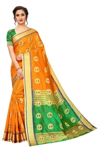 New Trending Banarasi Silk <b>Saree</b> <b>Blouse</b> Piece Free Size Party Wear Indian Women's Sari Wholesale Surat - Product Image 4