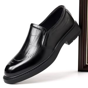 Nouvelles Chaussures Habillées en Cuir pour Hommes, Modèle Business, Noires, à Bout Pointu, Montantes (Over-the-Knee), Style Anglais, pour Mariage - Product Image 4