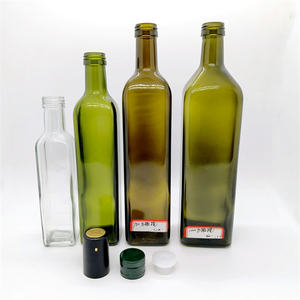 Botella de vidrio de aceite de oliva de Palma verde antigua cuadrada redonda con tapón de rosca 250ML 500ML 750ML Bouteille Vide Pour Huile D Olive - Product Image 5