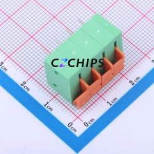 DB142R-5.08-4P-GN Spring Terminal Block Bent Lead Through Hole,P=5.08mm Connector 1x4P 5.08mm Green 4P - Product Image 2