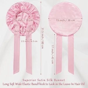 <span class=keywords><strong>Bonnet</strong></span> de nuit en satin de soie réglable avec logo personnalisé, bande de maintien luxueuse à longue queue, <span class=keywords><strong>bonnet</strong></span> simple ou double couche pour femme - Product Image 4