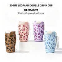 Mug à café en acier inoxydable de 500 ml avec couvercle, mug de voyage portable pour voiture, bureau, tasse isotherme, logo personnalisé, OEM, vente en gros