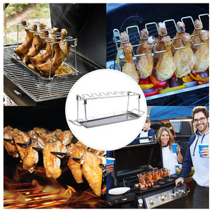Soporte <span class=keywords><strong>de</strong></span> acero inoxidable cromado <span class=keywords><strong>de</strong></span> 14 ranuras para parrilla <span class=keywords><strong>de</strong></span> barbacoa exterior, para carne, alitas <span class=keywords><strong>de</strong></span> pollo, ahumador, horno, asador, bandeja <span class=keywords><strong>de</strong></span> goteo y muslos <span class=keywords><strong>de</strong></span> pollo - Product Image 6