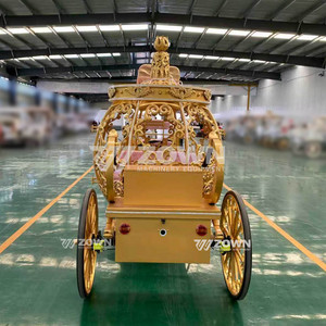 รถม้าฟักทองแบบมีมอเตอร์ รถม้าซินเดอเรลล่าไฟฟ้า รถม้าฟักทองสีขาวพร้อมมงกุฎสีแดงสำหรับขาย - Product Image 2