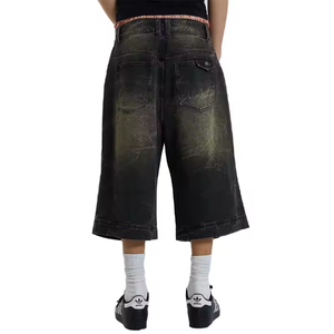 Pantalones Vaqueros Holgados de Algodón 100% para Hombre, Estilo Desgastado, Fabricación Personalizada, Shorts Anchos de <span class=keywords><strong>Skate</strong></span> - Product Image 4