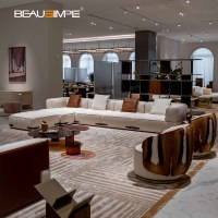 Ensemble de canapés modulaires en tissu Sohoft, en cuir selle avec détails boucle, en forme de L, garni d'éponge, spacieux, de luxe, pour salon et villa
