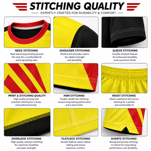 Men's Yellow <b>Red</b> <b>Striped</b> Soccer Uniform Shorts Set Moisture Wicking Sublimated Print Athletic Fit All Seasons - Product Image 6