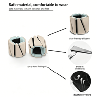 En gros, poids de cheville en silicone bicolores réglables avec logo personnalisé pour fitness et exercice, et bandes de poignet triangulaires à Velcro, poids de main de 1 kg