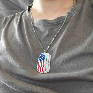 Collier pendentif drapeau américain en acier inoxydable, style hip-hop, avec breloques en forme de plaque militaire, pour hommes et femmes, cadeau bijoux - Product Image 6