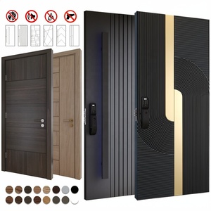 BASEN Modern Solid Wood Anti-Theft Exterior Front Door for Villa Home Entry with Manual Opening - Product Image 2