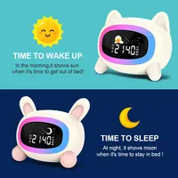 2022 LED waking digital music wonder lights charging sleep trainer alarm clock smart kids alarms manufacturers for bedroom