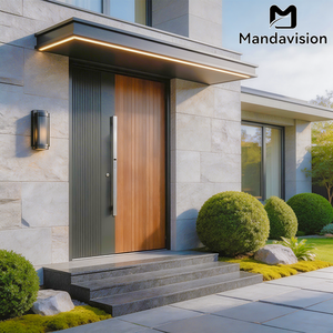 ประตูเหล็กสแตนเลสสั่งทำพิเศษสำหรับแม่และลูก ดีไซน์ทันสมัย ป้องกันการงัดแงะ  ประตูทางเข้าอลูมิเนียมบานไม้ สำหรับบ้านพักอาศัยหรืออพาร์ทเมนท์ - Product Image 2