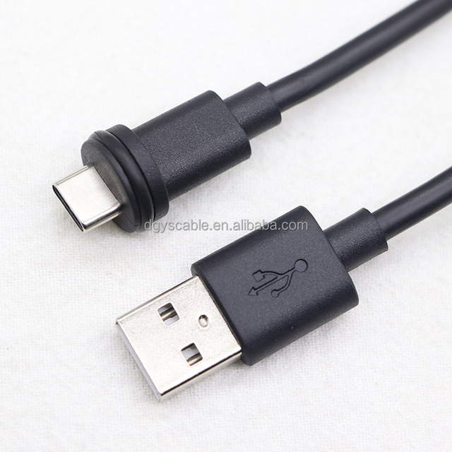 Customized IP68 Waterproof Cable USBAM to Type-c Male Data + Charging Function 60WTPE Black Flat Cable 3M