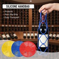 Vente directe usine : Sac de rangement en silicone pliable et portable pour bouteilles de vin et boîtes de thé, organisateur en maille, dessous de plat résistant à la chaleur