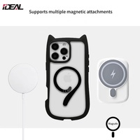 Coque de téléphone rigide transparente en PC avec design oreilles de chat 3D et chargement magnétique IDEAL Factory pour iPhone 17 16 15 Pro Max 17 Air
