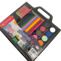 Ensemble de peinture artistique portable avec crayons de cire, crayons de couleur, godets de peinture aquarelle, taille-crayon, matériel de dessin pour enfants