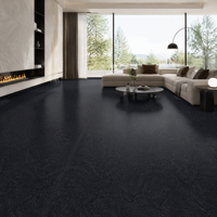 Dalle en pierre frittée d'obsidienne profonde grand format, taille personnalisée, design moderne, pare-feu, antidérapante, panneau mural, carrelage de sol