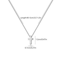 Collar con Cruz Pequeña de Acero Inoxidable que No se Desvanece, Collar con Colgante de Cruz Perforada de Una Sola Capa en Oro de 18K, Estilo Simple