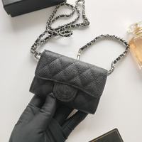 Étui de luxe en cuir véritable pour AirPods, mini sacoche de téléphone, porte-monnaie à chaîne bandoulière, étanche, antichoc, portefeuille de créateur