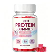 Gummies protéinés 10 g de protéines par portion Favorise la récupération musculaire après les entraînements Saveur fruits rouges mélangés 90 unités