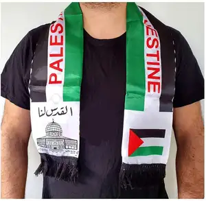 Sciarpe stampate a sublimazione con bandiera personalizzata per promozione della fabbrica all'ingrosso scialli 100% sciarpa con bandiera palestina in poliestere