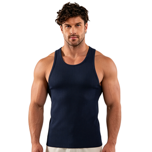 Canotte da allenamento in maglia a compressione gilet Skinny a coste sportive in <span class=keywords><strong>cotone</strong></span> Spandex personalizzate da <span class=keywords><strong>uomo</strong></span> con <span class=keywords><strong>canottiera</strong></span> Slim Fit - Product Image 4