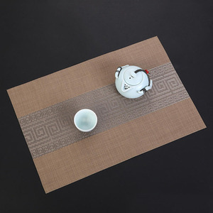 Woven PVC Tea Mat Water Resistant <strong>Table</strong> <strong>Runner</strong> <strong>Placemat</strong> for Gongfu Tea Ceremony Matcha Set Cafe <strong>Table</strong> Protection Supply - Product Image 3