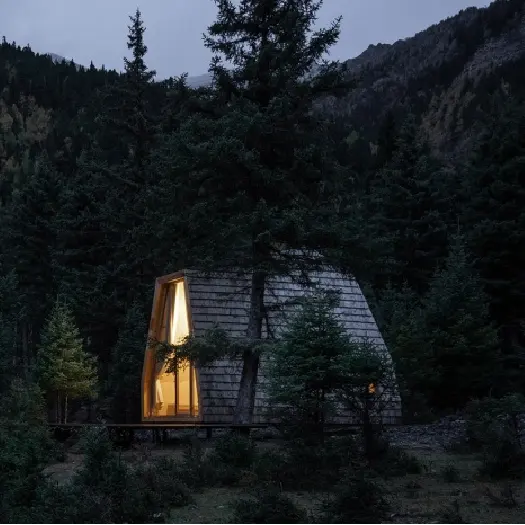 Rumah Kemah buatan tangan rumah kecil kamar tidur tata letak loteng ganda mudah dirakit rumah kecil prefab rumah log