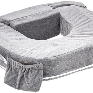 Almohada ergonómica para lactancia en forma de U con funda de felpa, bolsillos laterales ajustables y soporte para el embarazo - Product Image 5