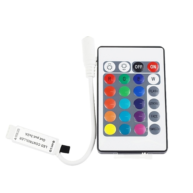 24keys LED Controller RGB IR Remote Controller DC12V With Mini Receiver LED Driver Dimmer Fit for 5050/3528 RGB LED Strip Light