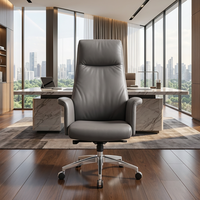 Chaise de Direction Ergonomique de Haute Qualité Gris Foncé Texture Cuir Premium et Soutien Supérieur