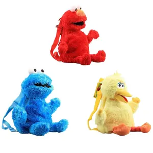 LINDA Hot nuevos productos al por mayor Oem Kawaii Elmo Big Bird Cookie Monster Soft Stuffed Sesame Street juguetes de peluche muñecas mochila